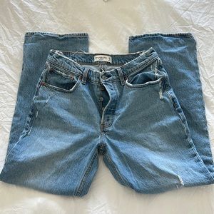 A&F Mid Rise Straight Denim Jeans